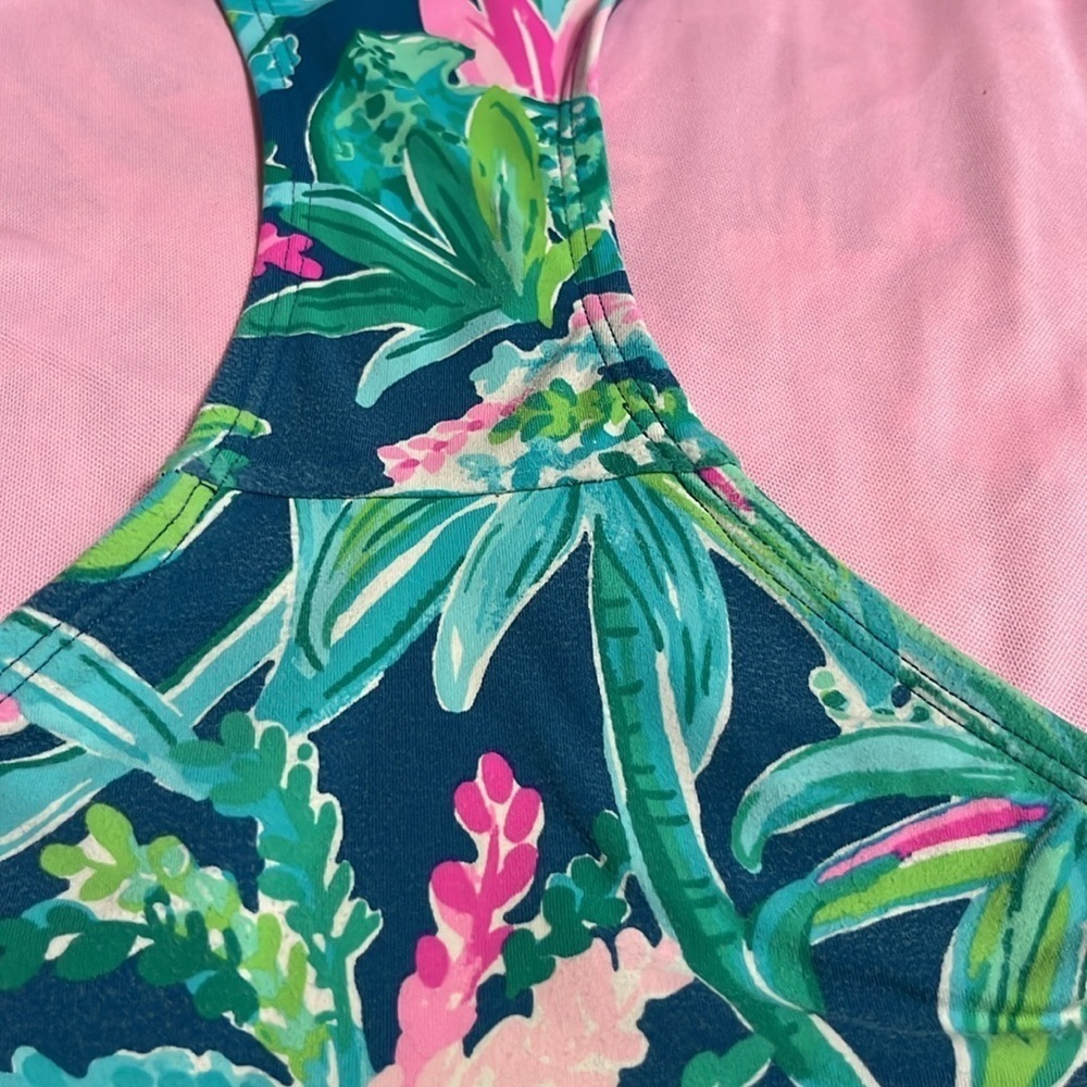 Lilly Pulitzer Blue and Pink Floral Kids One Piece - Picture 11 of 11